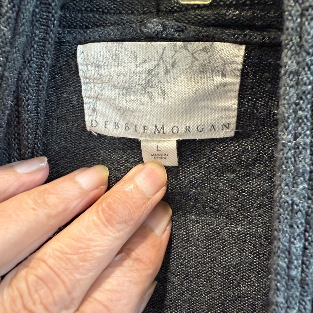 Debbie Morgan Charcoal Open Front Cardigan - Picture 7 of 10